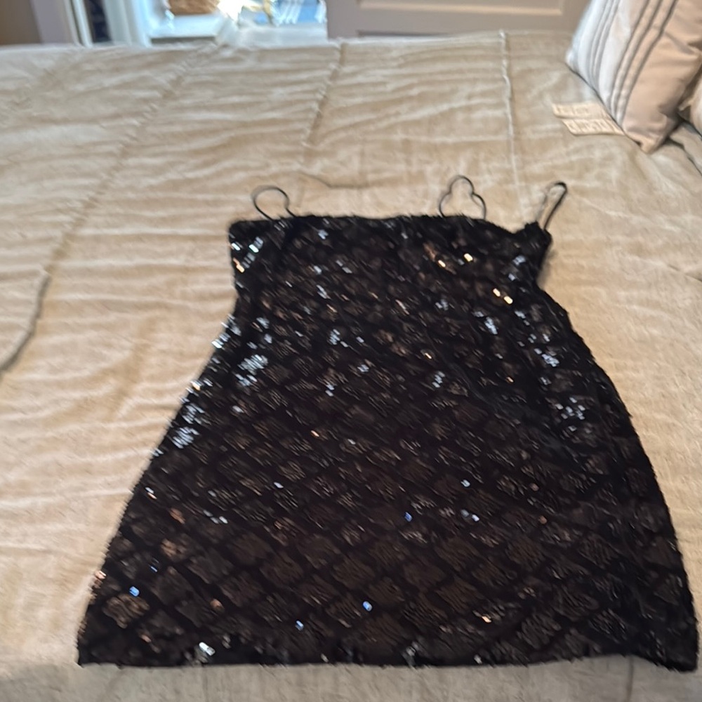 Black Sequin Mini Dress